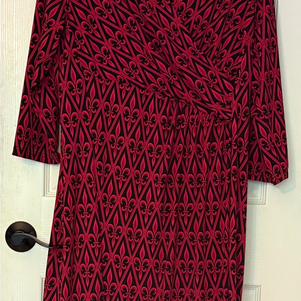 Vintage Bob Mackie Pink and Black Geometric Long Sleeve Dress - Picture 3 of 4